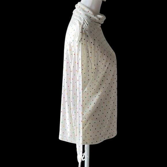 Vintage 90s Carriage Court White Turtleneck with blue yellow red green - Picture 3 of 7